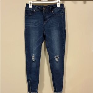 Maurices Dark Blue Distressed Ankle Jeans M-R